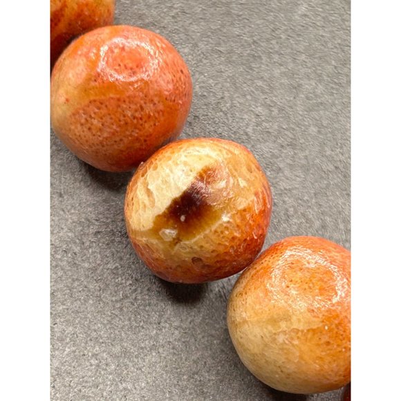 Sponge Coral Apple Coral Necklace Beaded Organic Natural Beads Graduated Strand - Picture 5 of 9